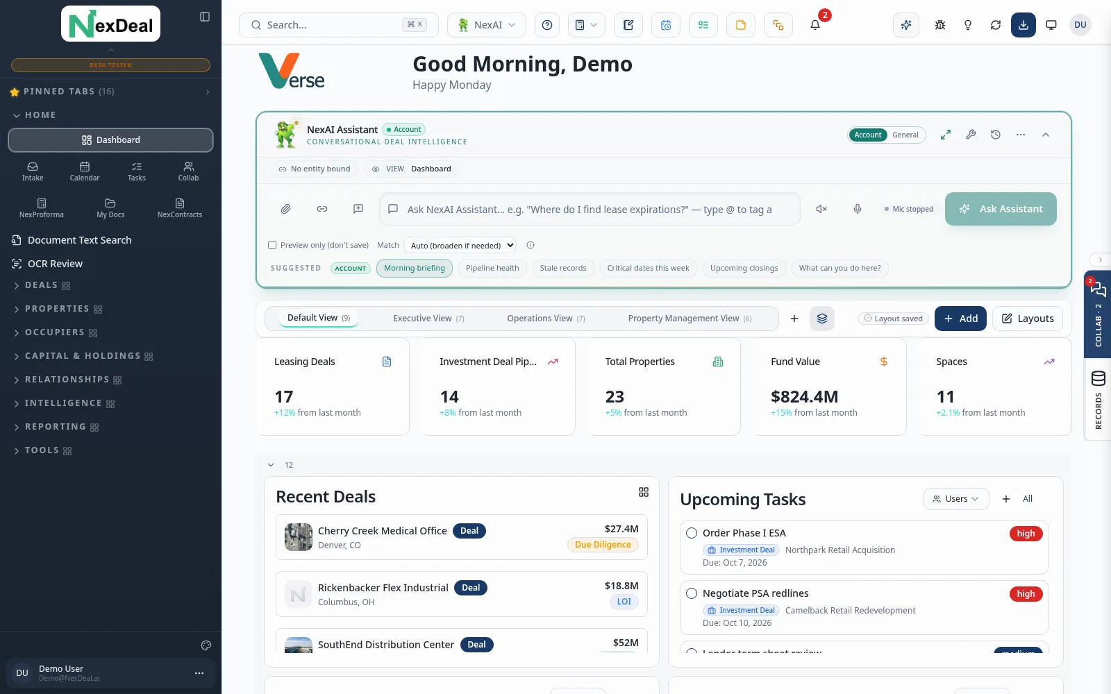 NexDeal dashboard